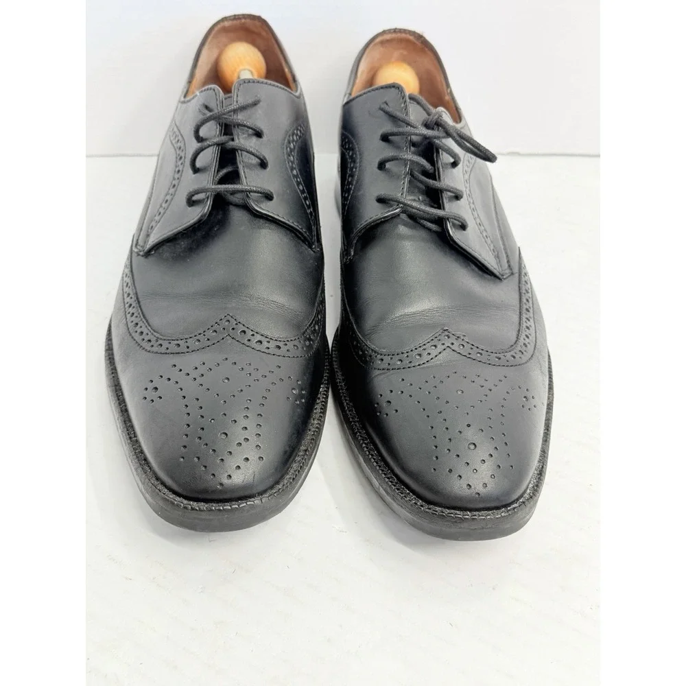 Johnston & Murphy Men's Oxford Leather Wingtip Sheepskin Shoes Sz 13M Black